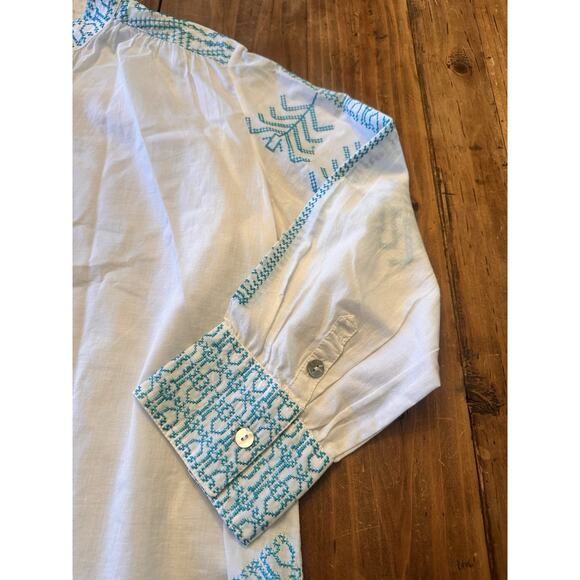 Gretchen Scott Tunic Top Size Small Embroidered Blouse Shirt Coastal Boho - Picture 3 of 16